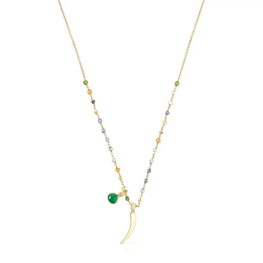Cheap Silver Vermeil Good Vibes cornucopia Necklace with Gemstones Silver Necklaces | Short Necklaces