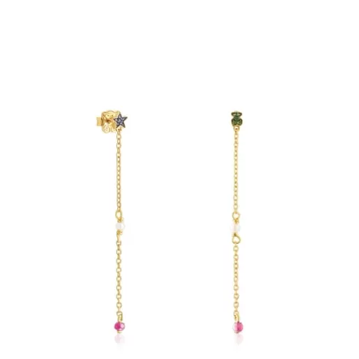Outlet Silver vermeil New Motif Earrings with chrome diopsides and sapphires Silver Earrings | Large Earrings