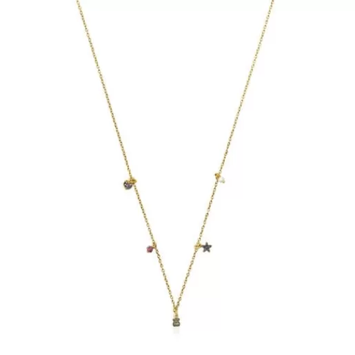 Sale Silver vermeil New Motif Necklace with gemstones and pearl Silver Necklaces | Short Necklaces