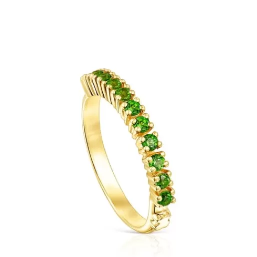 Cheap Silver vermeil Straight Half wedding ring with chrome diopsides Silver Rings | Small Rings
