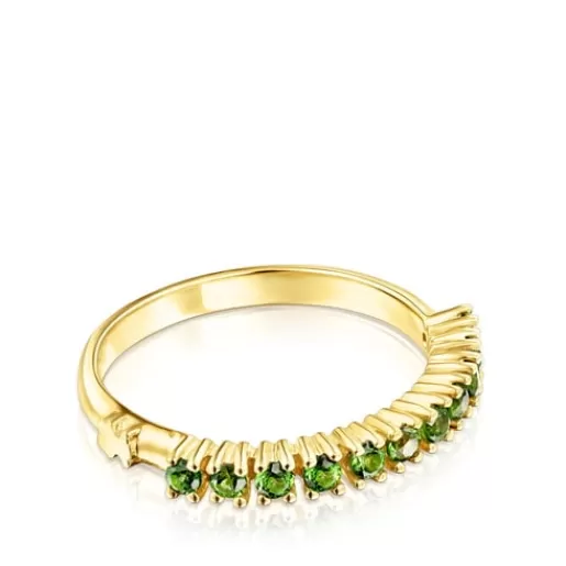 Cheap Silver vermeil Straight Half wedding ring with chrome diopsides Silver Rings | Small Rings