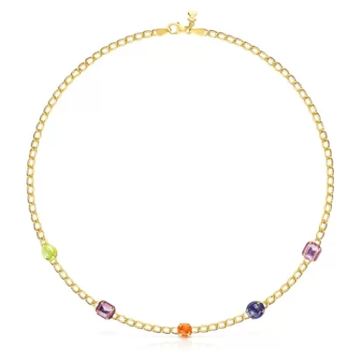 Cheap Silver Vermeil Vibrant Colors Necklace with gemstones and enamel Silver Necklaces | Short Necklaces