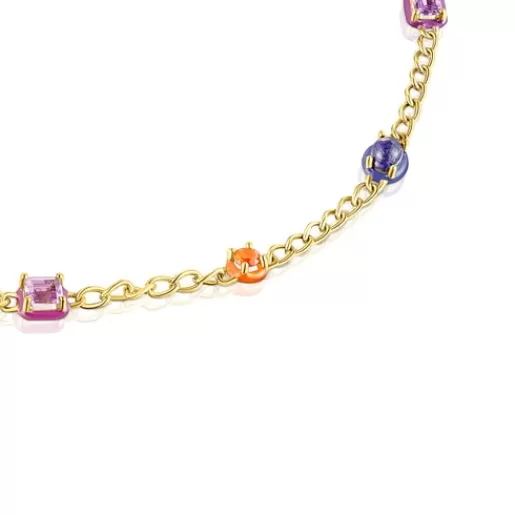 Cheap Silver Vermeil Vibrant Colors Necklace with gemstones and enamel Silver Necklaces | Short Necklaces