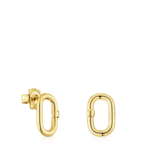 Online Small Earrings with 18kt gold plating over silver Hold Oval Silver Earrings | Small Earrings