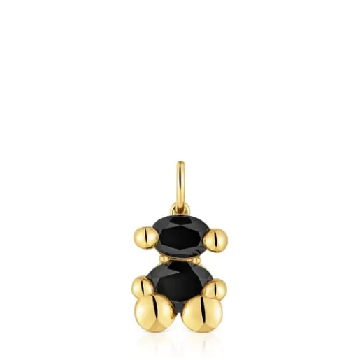 New Small 18kt gold plating over silver with onyx bear motif Pendant Color Bear Small Pendants