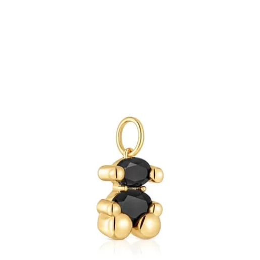 New Small 18kt gold plating over silver with onyx bear motif Pendant Color Bear Small Pendants