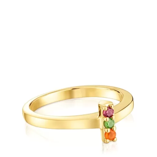Online Small Ring with 18kt gold plating over silver and gemstones Basic Colors Silver Rings | Small Rings