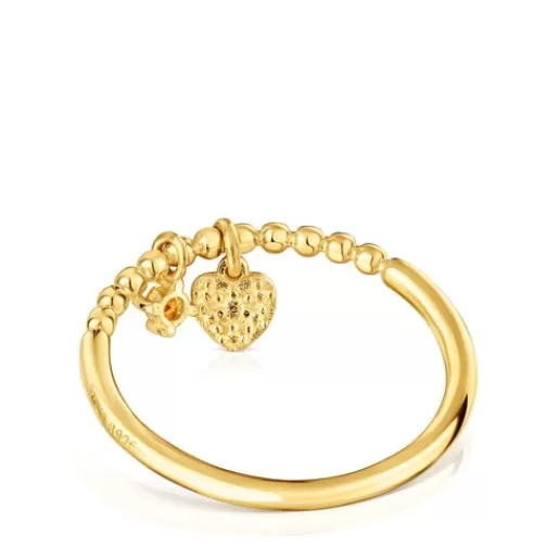 Outlet Small Ring with 18kt gold plating over silver and orange garnet Grain Silver Rings