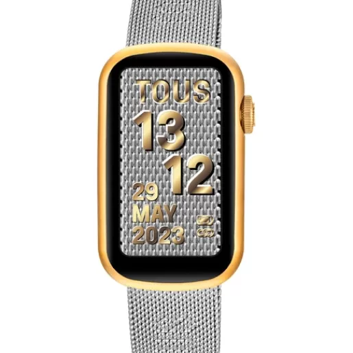 Outlet Smartwatch with steel bracelet and aluminum case in gold-colored IPG T-Band Mesh For Her | For Man