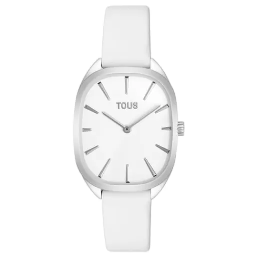 Outlet Steel analog Watch with white leather strap Heritage For Her | Analog Watches