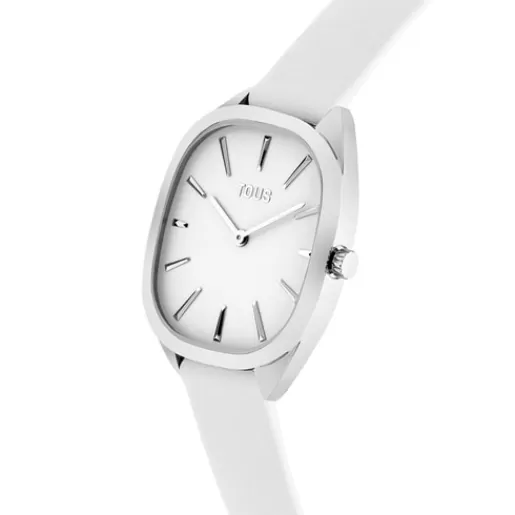 Outlet Steel analog Watch with white leather strap Heritage For Her | Analog Watches