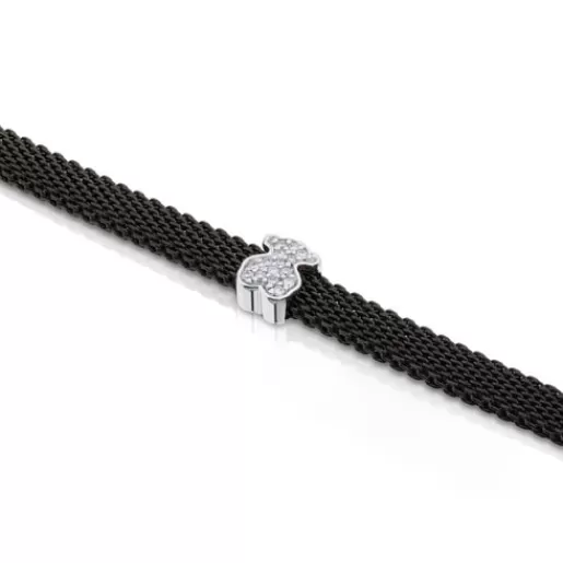 Outlet Steel and White TPUS Gold Icon Mesh Bracelet with Diamonds Bear motif Gold Bracelets | Chain Bracelets