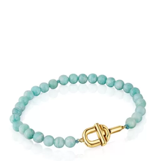 Shop MANIFESTO Bracelet with 18kt gold plating over silver with amazonite Silver Bracelets | Ball Bracelets