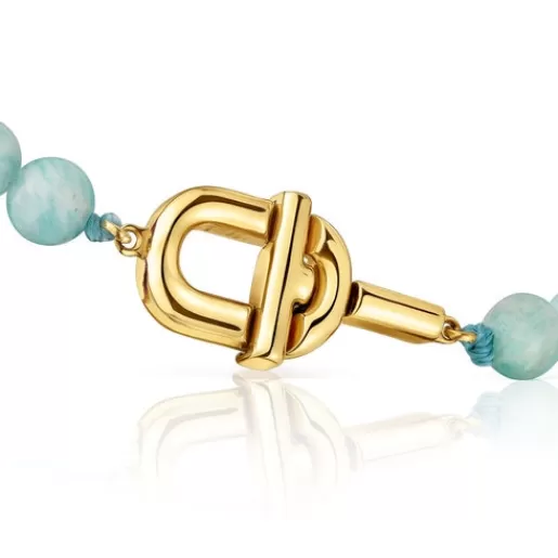 Shop MANIFESTO Bracelet with 18kt gold plating over silver with amazonite Silver Bracelets | Ball Bracelets