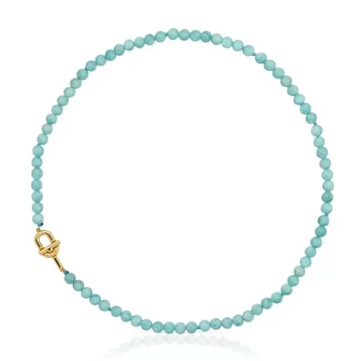 Sale MANIFESTO Necklace with 18kt gold plating over silver with amazonite Silver Necklaces | Short Necklaces