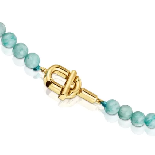 Sale MANIFESTO Necklace with 18kt gold plating over silver with amazonite Silver Necklaces | Short Necklaces