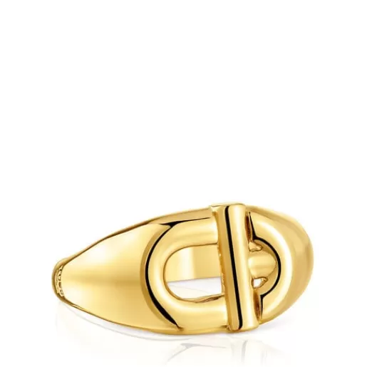 Online MANIFESTO Signet ring with 18kt gold plating over silver Silver Rings | Medium Rings