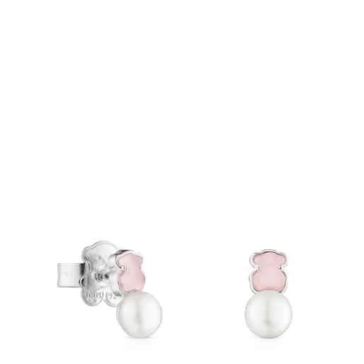 Online Mini Color Earrings in with Quartzite and Pearl Silver Earrings | Small Earrings