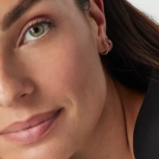 Cheap Motif hoop Earrings in Rose Silver Vermeil with Spinels Silver Earrings | Hoop Earrings