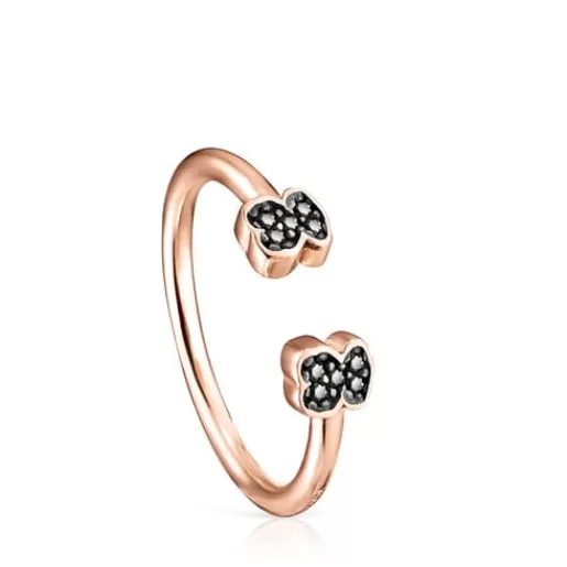Online Motif open Ring in Rose Silver Vermeil with Spinels Silver Rings | Small Rings