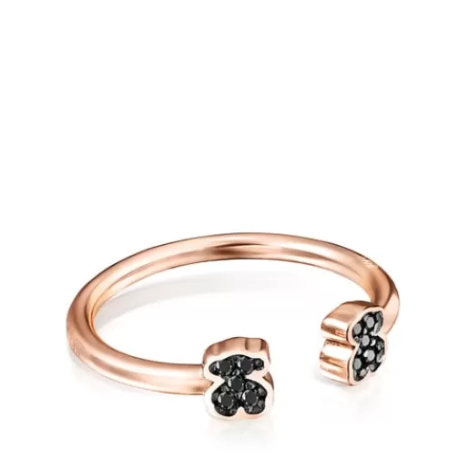 Online Motif open Ring in Rose Silver Vermeil with Spinels Silver Rings | Small Rings