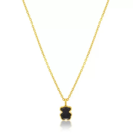 Sale Vermeil Silver Color Necklace with Onyx Silver Pendants | Short Necklaces