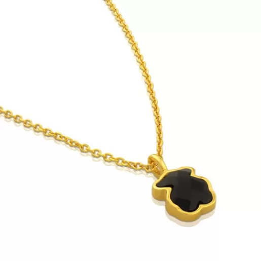 Sale Vermeil Silver Color Necklace with Onyx Silver Pendants | Short Necklaces