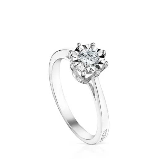 Sale White gold Les Classiques Ring with large Diamond rosette. 0,20ct 分类为空 | Diamond Rings