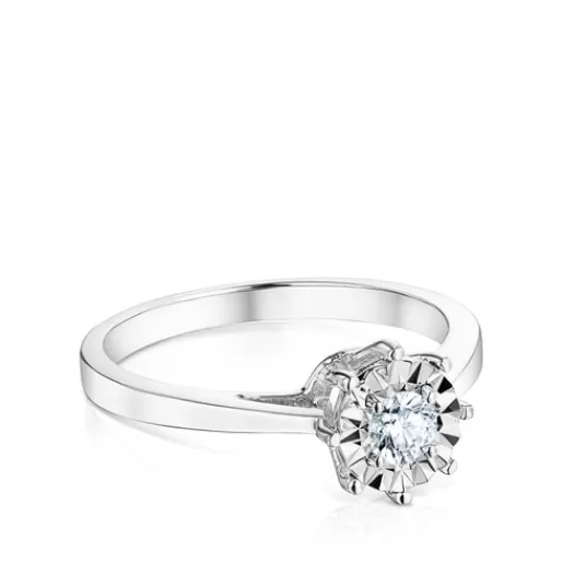 Sale White gold Les Classiques Ring with large Diamond rosette. 0,20ct 分类为空 | Diamond Rings
