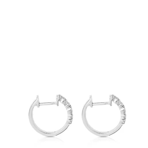 New White Gold Bear Earrings with three Diamonds Bear motifs Gold Earrings | Hoop Earrings