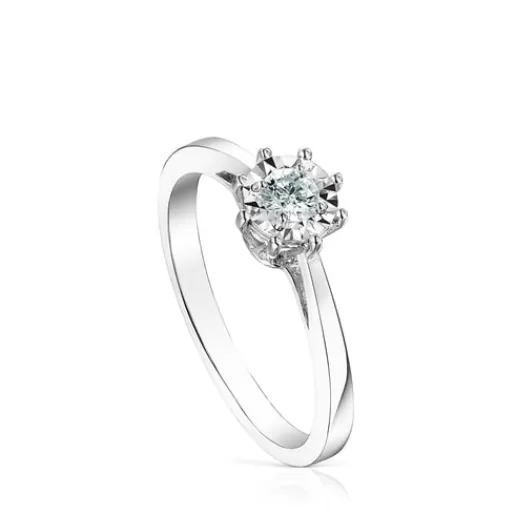 Outlet White gold Les Classiques Ring with medium Diamond rosette. 0,15ct. 分类为空 | Diamond Rings