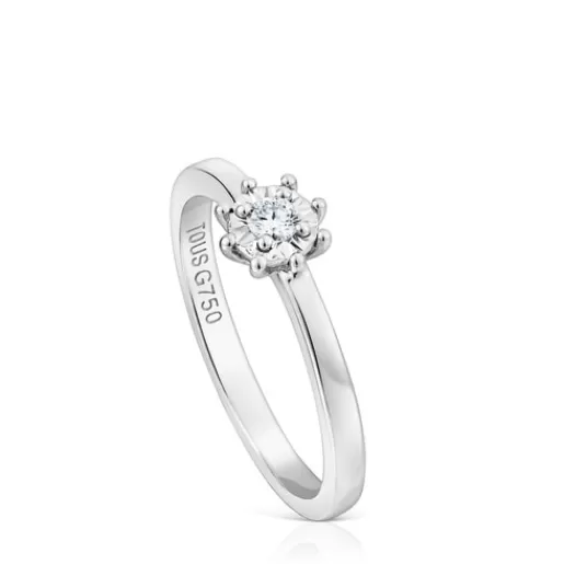 Online White gold Les Classiques Ring with small Diamond rosette. 0,10ct 分类为空 | Small Rings