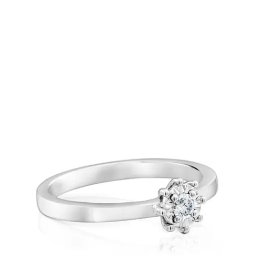 Online White gold Les Classiques Ring with small Diamond rosette. 0,10ct 分类为空 | Small Rings