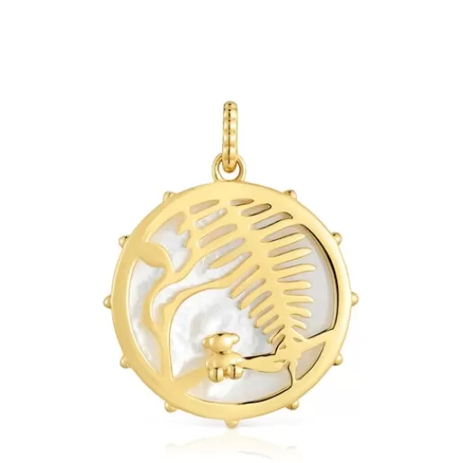Online Yunque openwork pendant with 18 kt gold plating over silver and mother-of-pearl Silver Pendants | Medium Pendants